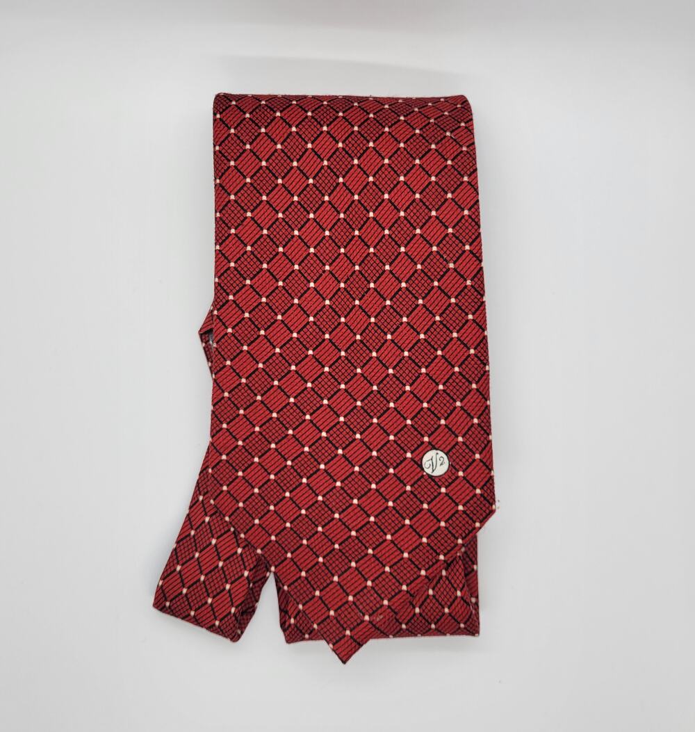 Versace Classic V2 Men's Silk Tie Red Geometric Diamond Pattern